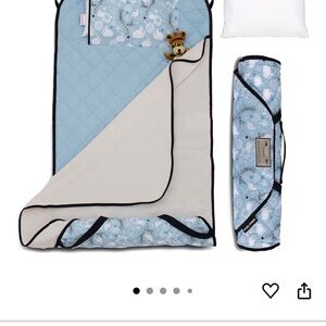 Burbank infant Cot nap blanket with built in pillow and cover, 45 x 22, blue,